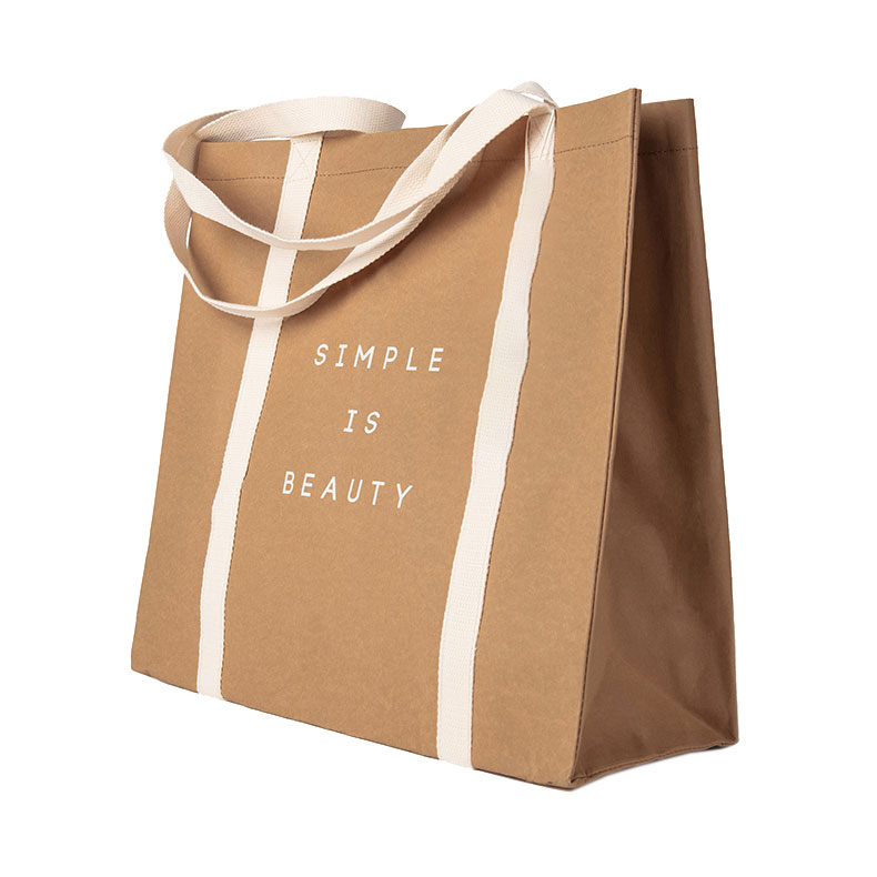 Stylish Eco Friendly Washable Durable Kraft Paper Tote Bag Grocery Bag Shopping bag