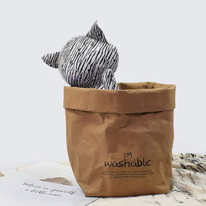 Washable Storage Basket kraft paper Bag Reusable Bins Plants Organiser Cover for Food Fruit Toys Laundry