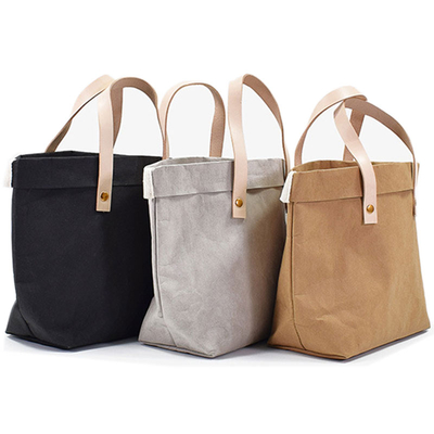 Washable Kraft Tote Grocery Bag Trendy Reusable Shopping Bag Manufacturer Eco Friendly Super Strong Fabric with zipper pocket