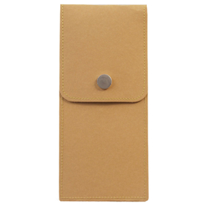 Washable Kraft Paper pen Holder Sleeve Flip Cover with Press Buttons Pencil Pouch Stationery Case 