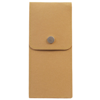 Washable Kraft Paper pen Holder Sleeve Flip Cover with Press Buttons Pencil Pouch Stationery Case 