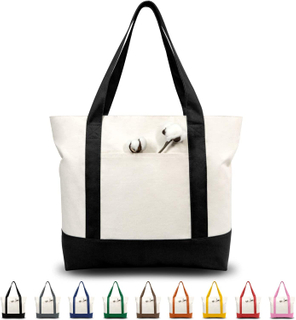 Stylish Canvas Tote Bag with an External Pocket Top Zipper Closure Daily Essentials Bag Manufacturer