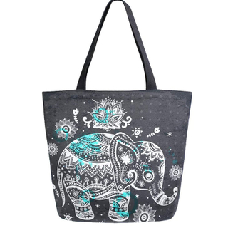  Elephant Printed Canvas Tote Bag Large Women Casual Shoulder Bag Handbag Reusable Multipurpose Heavy Duty Shopping Grocery Cotton Bag 