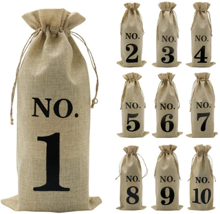 Jute Wine Bags with Number Wine Bottle Gift Bags with Drawstring for Blind Wine Tasting Manufacturer