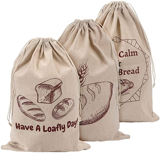 Reusable Eco Friendly Drawstring Sourdough Natural Storage Linen Bread Bags Loaf Storage Bags Manufacturer 