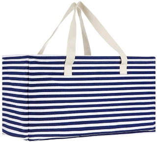 Canvas Collapsible Utility Tote Reusable Grocery Shopping Large Bag Laundry Carry Bag Wire Frame Rectangular Canvas Basket 