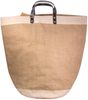 Jute with Leather Handles Tote Shopping Bag Extra Wide for Grocery Shopping Beach Outting Tote Eco Friendly Brown Manufacturer