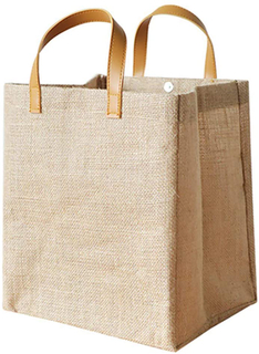  Burlap Tote Bags Blank Shopping Bag Jute Gift Bags Reusable Grocery Bag with PU Leather Handle 