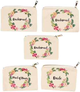 Eco Friendly Washable Reusable Floral Printed Makeup Bag Bachelorette Party Gift Bag 
